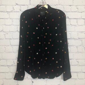 Rails Rocsi Buttondown Shirt Size XS Onyx Rainbow Stars